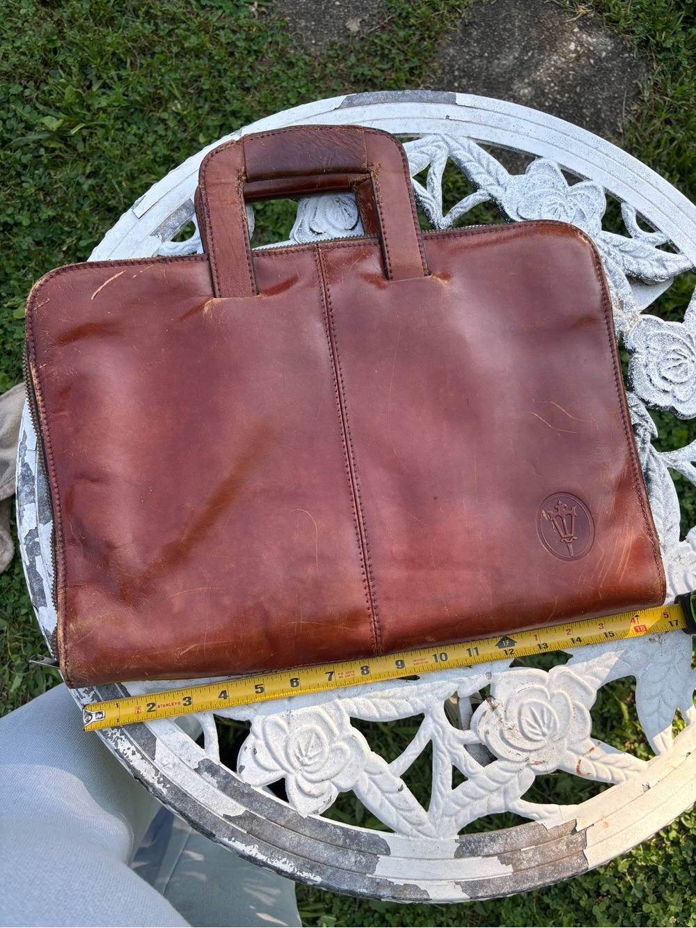 Vintage Beretta Brown Leather Zippered Portfolio Briefcase Document Case